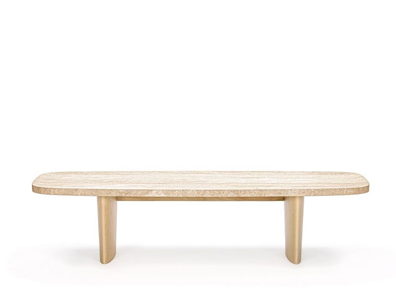 Classicon Couchtisch Matéria: Moderner, rechteckiger Couchtisch aus Travertin, ideal für Wohnzimmer und Lounge.